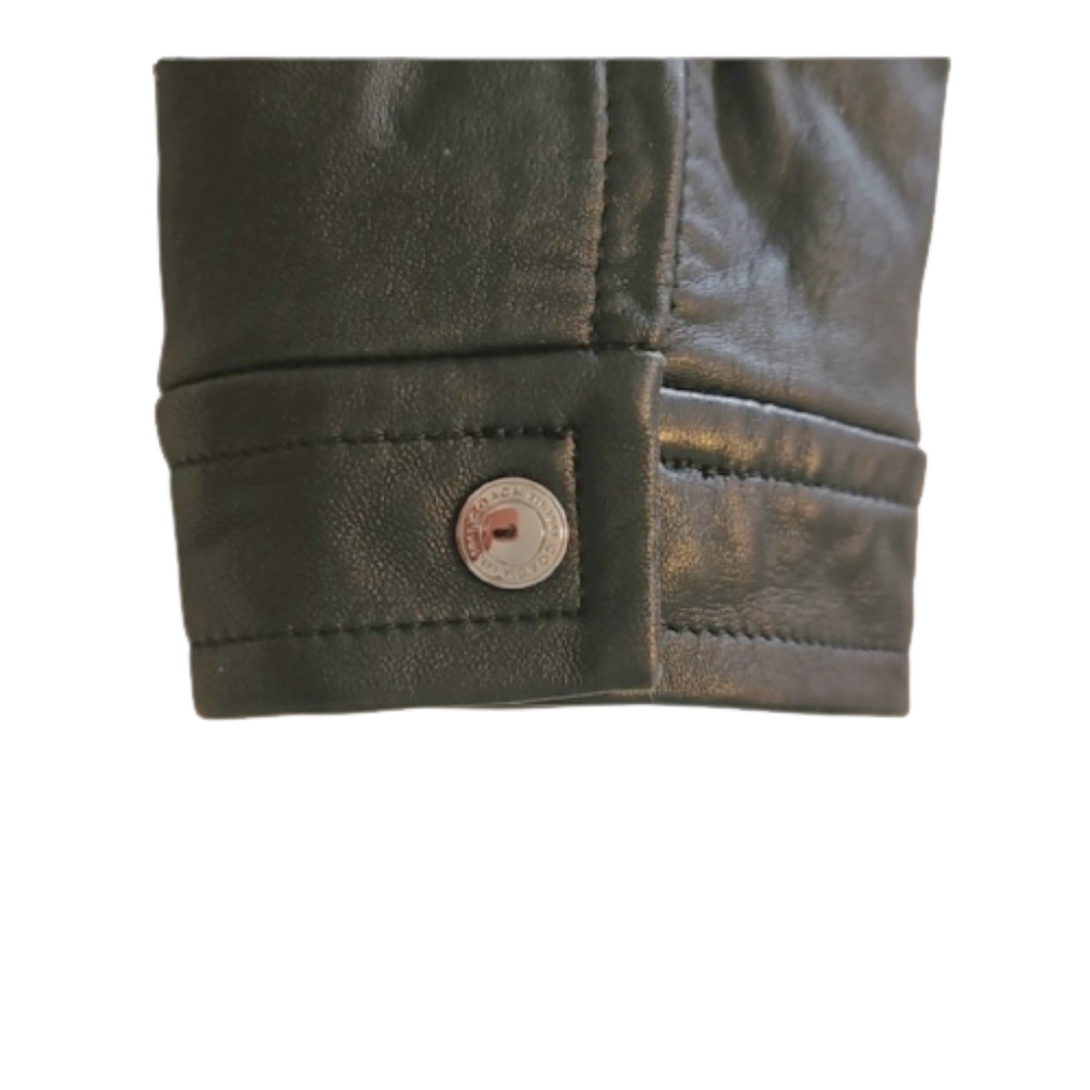 Coach black leather zipper front jacket - Picture 6 of 8